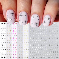 1Sheet Laser Star Nail Stickers 3D Metallic Mirror Gold/Silver Irregular Star Manicure Decals Y2K Self Adhesive Nails Decoration (ONLINE ORDER ONLY)