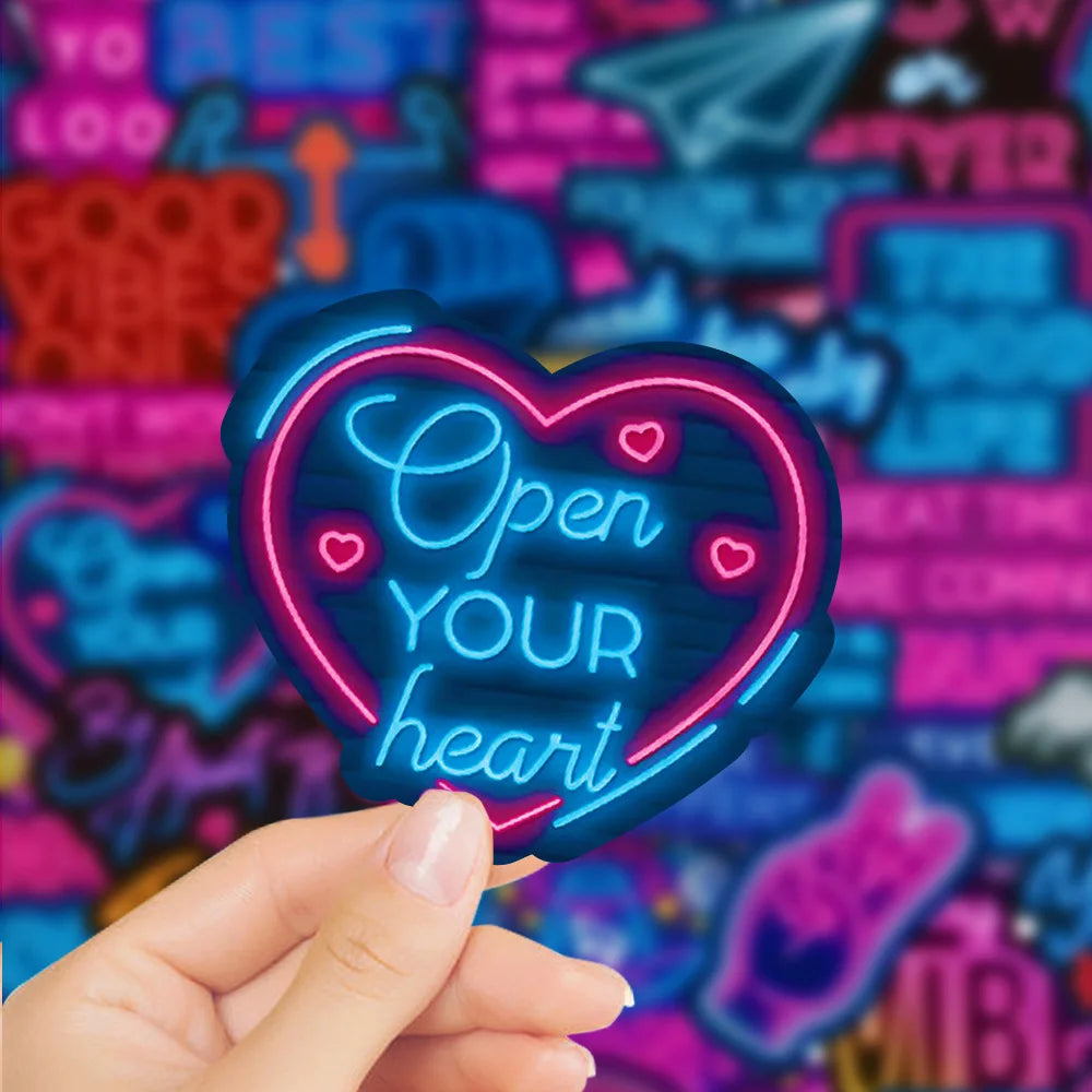 10/30/50PCS Graffiti Neon Stickers Personalized Laptop Car Guitar Cup Mobile Phone Motorcycle Cartoon Decoration Gift Wholesale (ONLINE ORDER ONLY)