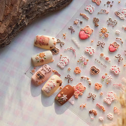 Cookies Chocolate Love Heart Flower Bowknot Rabbit Bunny Lace Bear Star Bouquet Rabbit Adhesive Nail Art Sticker Manicure Decal (ONLINE ORDER ONLY)