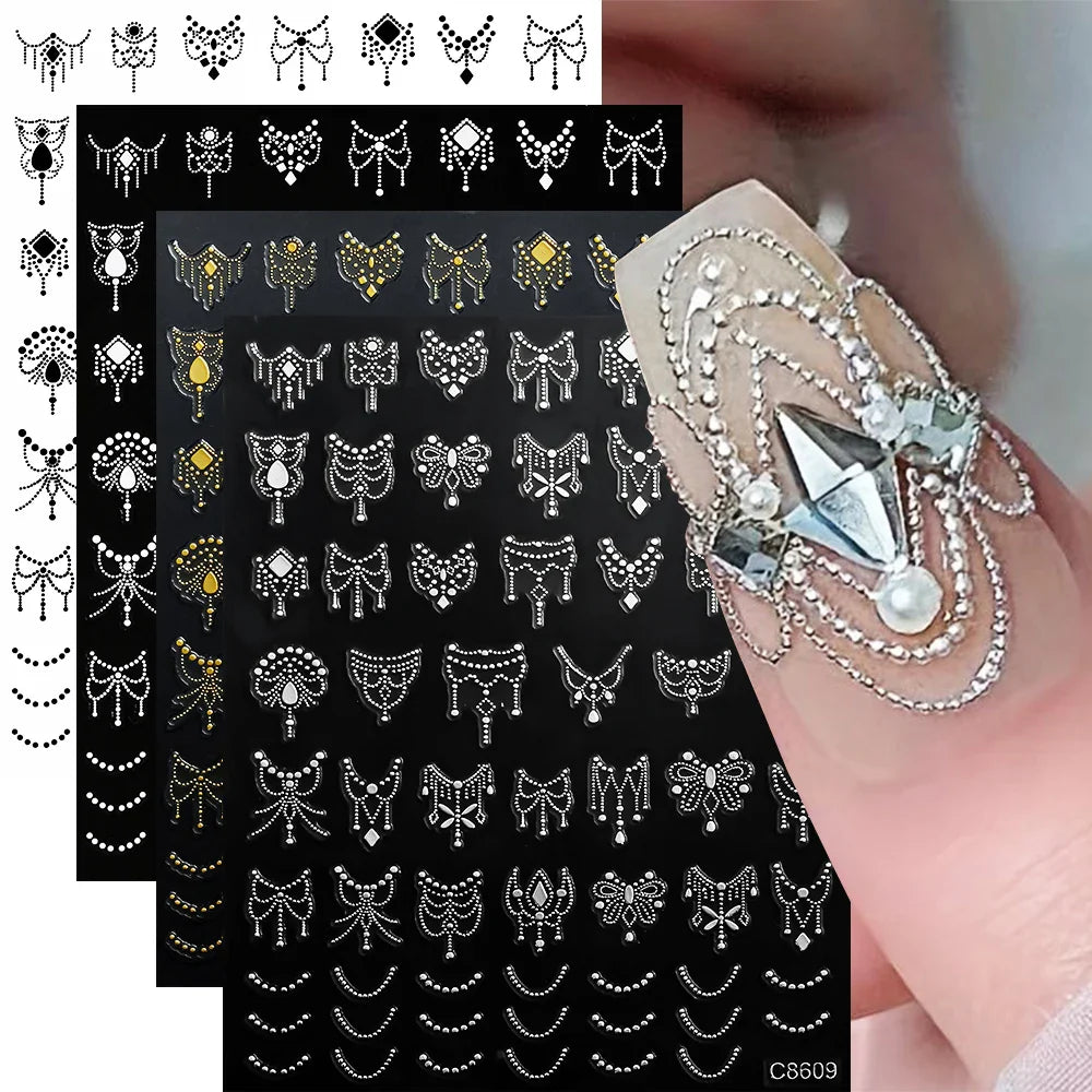 4pcs Roman Letter Design Nail Stickers Golden/Silvery/Black/White Alphabet Design Self Adhesive Decal English Words DIY Manicure (Online Order Only)