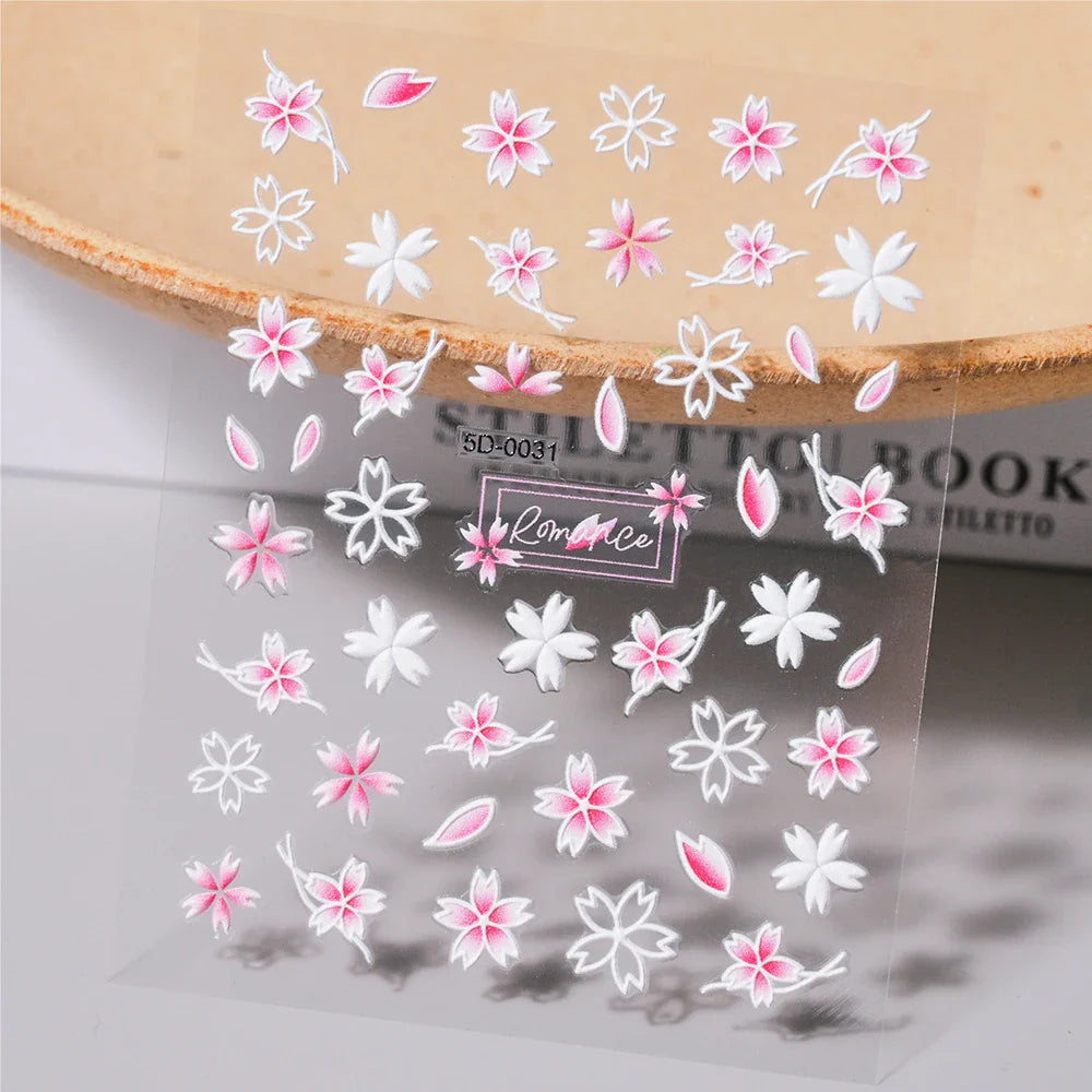 1 Sheet 5D Embossed Nail Art Stickers Graffiti Heart Flower Design Nail Art Decals Self-Adhesive DIY Manicure Nail Art Supplies* (ONLINE ORDER ONLY)