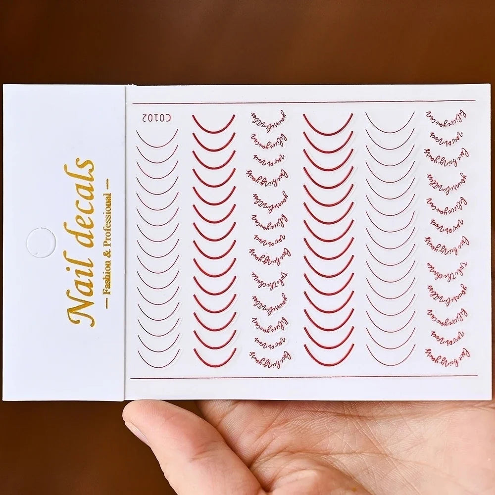 1Pc Laser Silver Gold Lines Stripe Nail Sticker Metal Strip Luxury Nails Slider Self Adhesive Slider Papers Transfer Stickers *& (Online Order Only)