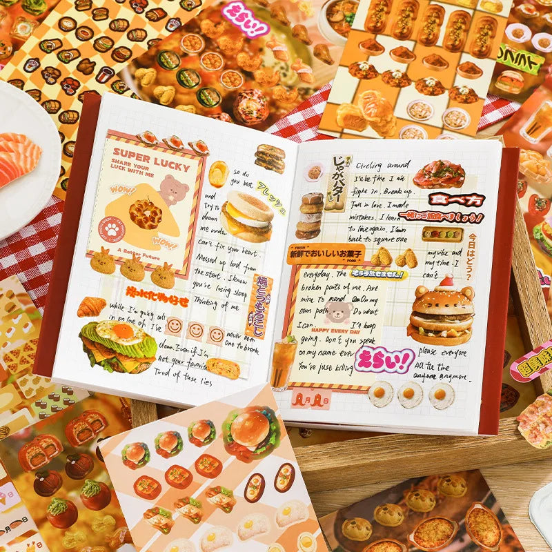 25 Pages Ins Retro Cute Food Cake Decorative Stickers Book Scrapbooking Phone Case DIY Journal Collage Material Sticker Gift (ONLINE ORDER ONLY)