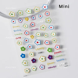 Lovely Colored Flower Fried Egg Petal Love Heart Cartoon Pink Yellow Purple Blue Delicate Charm Nail Art Stickers Manicure Decal (ONLINE ORDER ONLY)