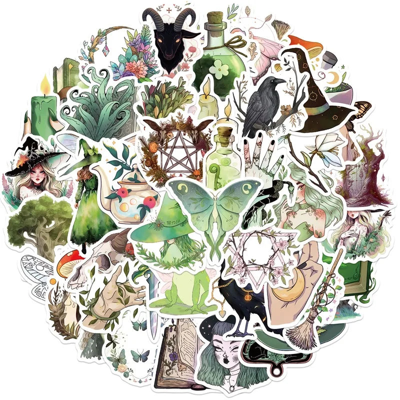 10/30/50PCS Kawaii Forest Witch Decoration Scrapbooking PVC Sticker Aesthetic Korean Stationery School Supplies for Kids (ONLINE ORDER ONLY)