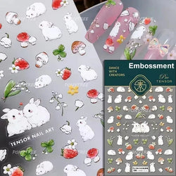 Cute Pink Tempting Strawberries Attractive Fruit Cutting Line Bowknot Star Silver Stamping Chic Nail Art Stickers Manicure Decal (ONLINE ORDER ONLY)