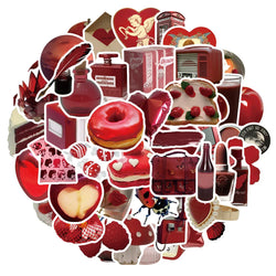 Aesthetic Red Stickers Vintage Cartoon Decals Waterproof for Notebook Phone Motorcycle Fridge (ONLINE ORDER ONLY)