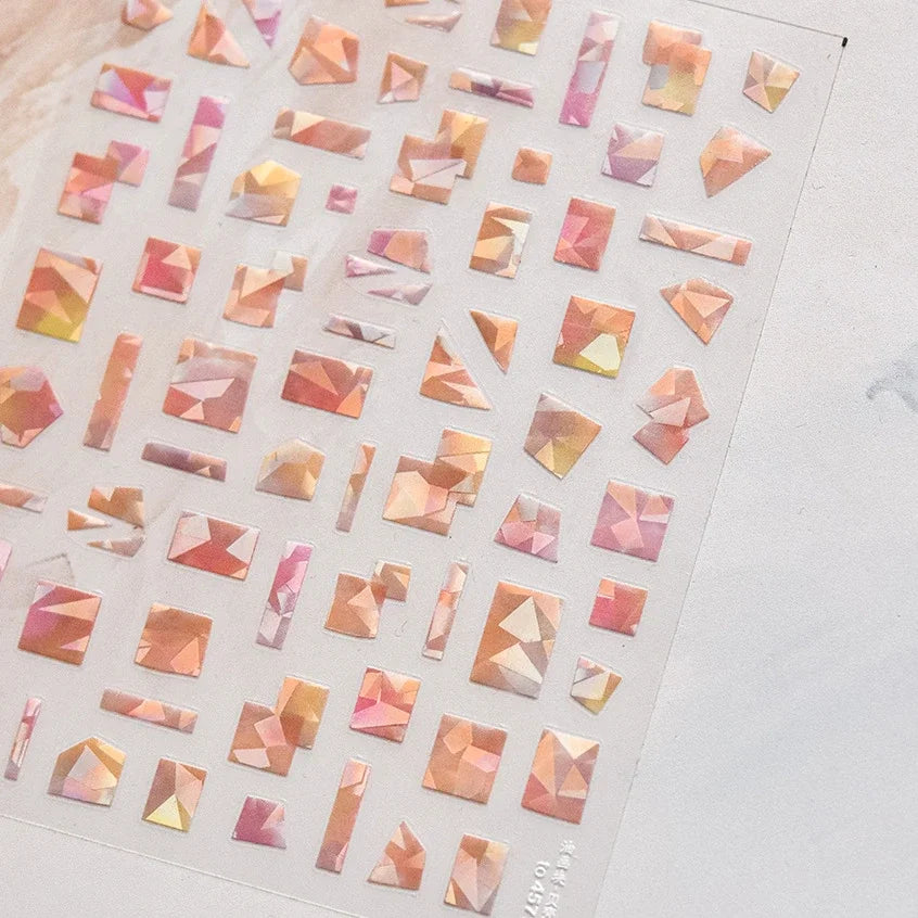 Shiny Colorful Color Block Fragment Square Fragment Grid Rhombus 3D Self Adhesive Nail Art Stickers Rhinestone Manicure Decals (Online Order Only)