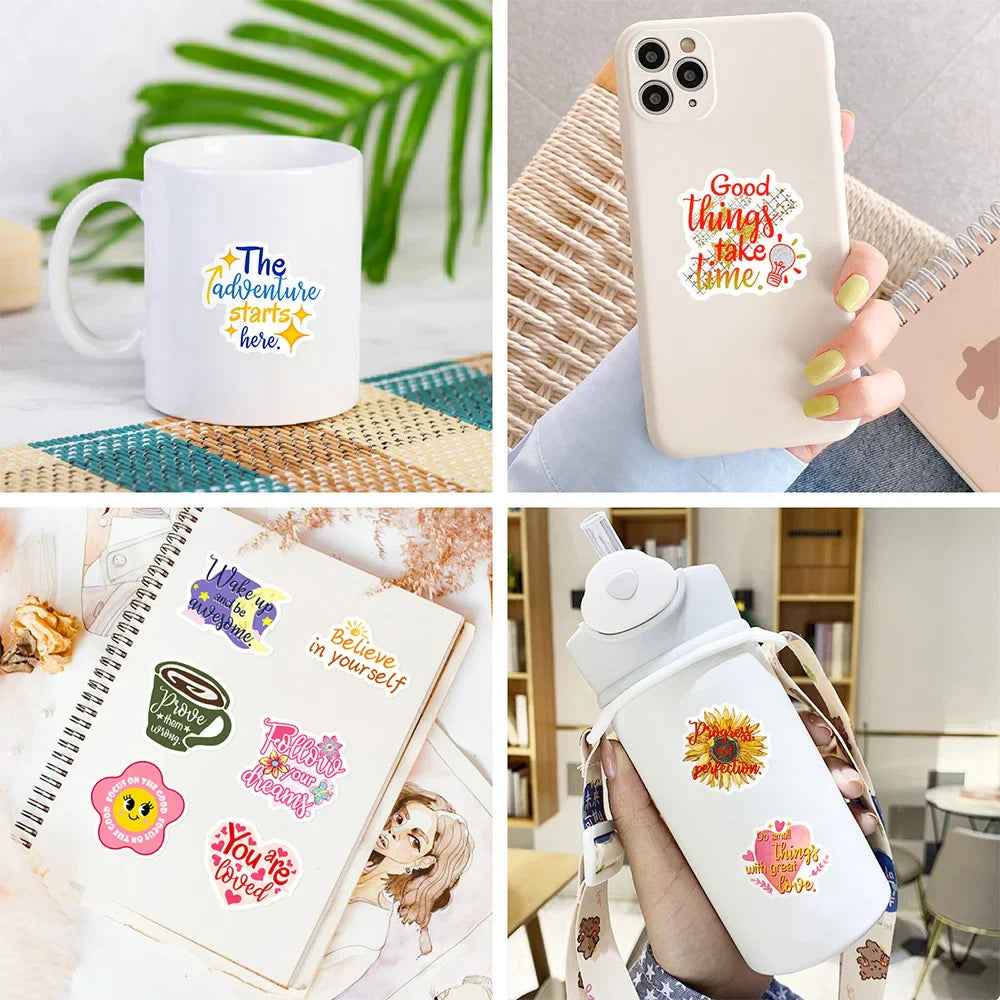 10/30/50/100pcs Cute INS Inspirational Quote Graffiti Stickers Decals Laptop Notebook Phone Suitcase Stationery Sticker Kids Toy (ONLINE ORDER ONLY)