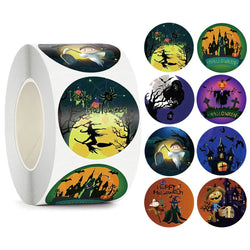 500pcs/roll Halloween Sticker Ghost Labels Gift Candy Bags Seal Stickers Halloween DIY Package Paper Sticker Party Decoration (Online Order Only)