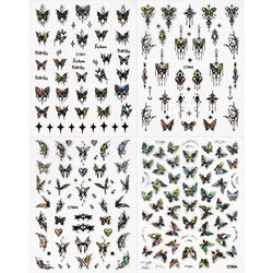 1pcs Butterfly Floral Nail Art Stickers Magic Shell Light Laser Black/White Nail Decoration Butterfly Slider Manicure Ornaments* (Online Order Only)