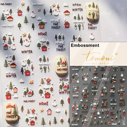 Crystal Ball Santa Claus Snowman Bowknot Red Christmas Tree Bell Socks Self Adhesive Nail Art Stickers Snowflake Manicure Decals (ONLINE ORDER ONLY)
