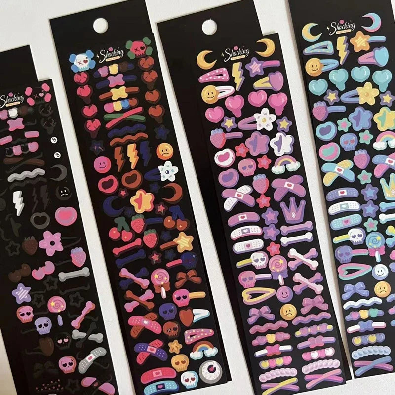 Korean Ins Dark Skull Love Key Chain Sticker Scrapbooking Photo Frame Handmade Stationery Decorative Kawaii Stickers Art Supply (ONLINE ORDER ONLY)