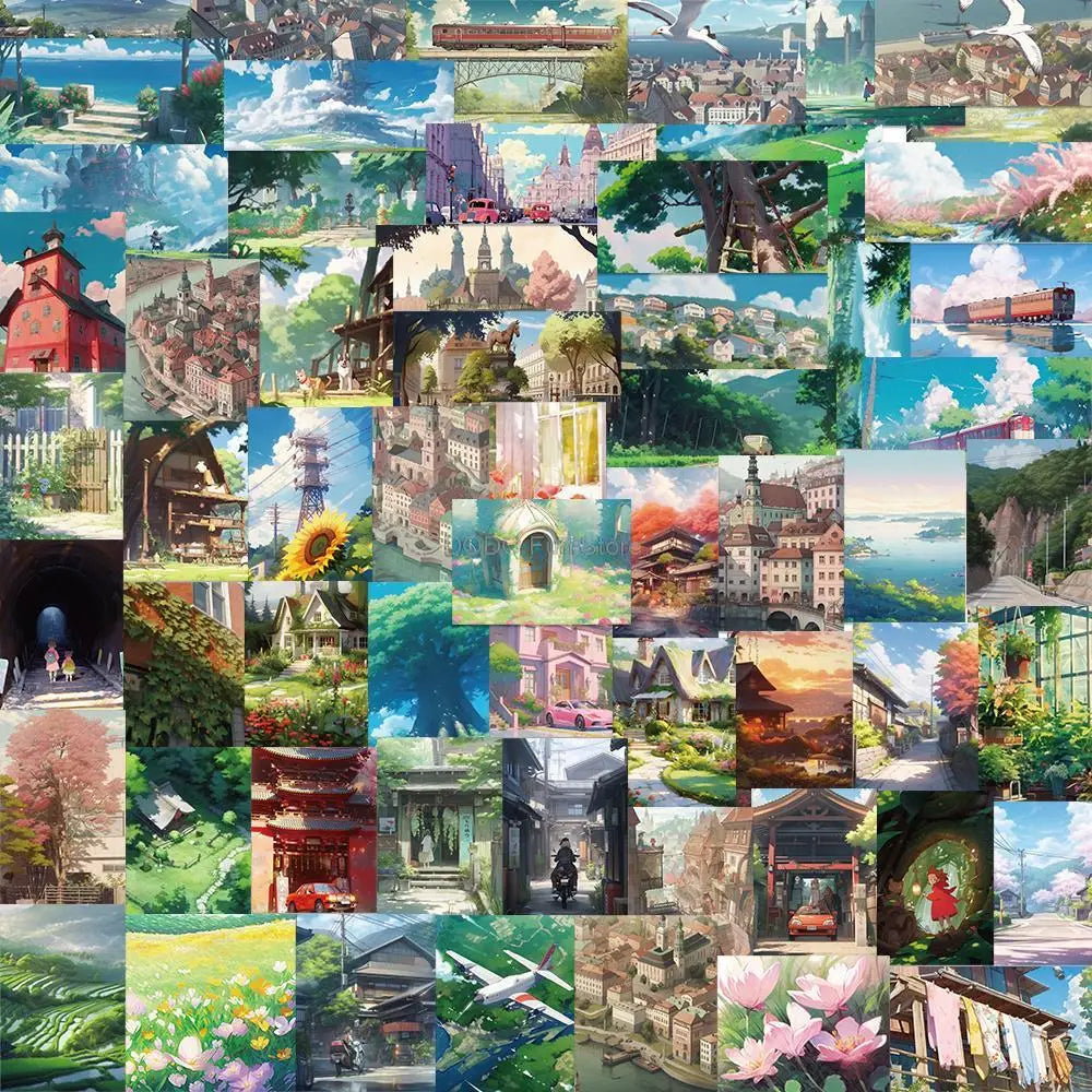 Anime Landscape Stickers Waterproof Decal Set for Scrapbook, Phone, Laptop (Online Order Only)