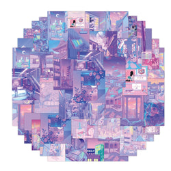 Holographic Heart Stickers 10/30/60PCS - Cute Cartoon Gradient Decals for Luggage, Car, Skateboard (Online Order Only)