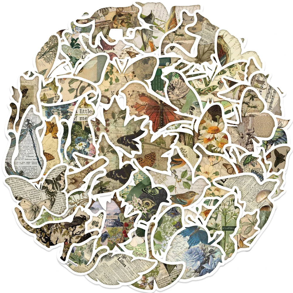 50PCS Retro Animal Stickers DIY Laptop Phone Suitcase Notebook Ancient Sticker Graffiti Decals Kids Toy Gift (ONLINE ORDER ONLY)