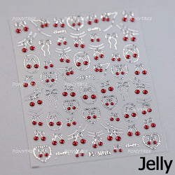 Mini Fruit Cherry Charming Strawberry Ribbon Line Bowknot Jelly Charming Chic Self Adhesive Nail Art Stickers Manicure Decals (ONLINE ORDER ONLY)