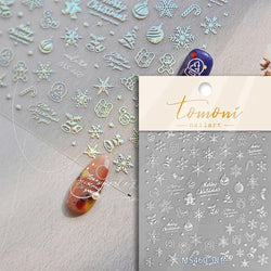 Winter Christmas Crystal Delicate Hexagon Romantic Laser Silver Chic Snowflakes Self Adhesive Nail Art Sticker 5D Manicure Decal (ONLINE ORDER ONLY)