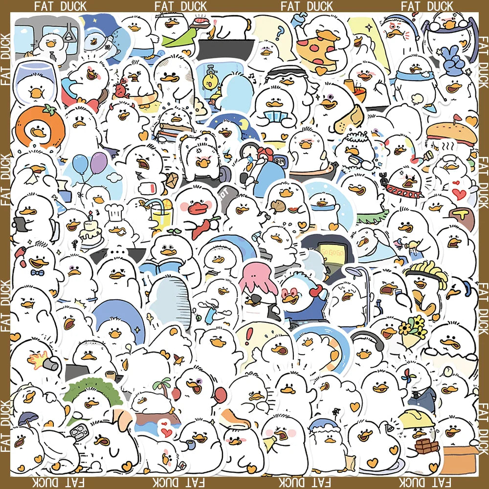 100PCS Cute Simple Duck Sticker For Aesthetic Children's Stationery School Supplies Decoration Scrapbooking for Kids (ONLINE ORDER ONLY)