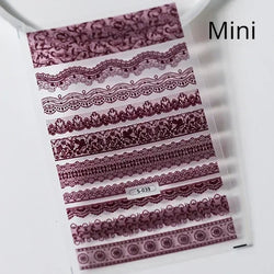 Geometric French Style Colorful Square Grid Rhombus Line Stripe Bowknot 3D Self Adhesive Nail Art Stickers Shiny Manicure Decals (ONLINE ORDER ONLY)