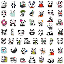 50Pcs Cute Panda Cartoon Animal Stickers Luggage Skateboard Cute DIY Cool Graffiti Waterproof Funny Kid Toy Sticker Decal (ONLINE ORDER ONLY)