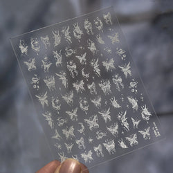 Dreamy Moon Stars Love Heart Butterfly Bowknot Lace Shiny Starburst Ribbon Delicate Adhesive Nail Art Stickers Manicure Decals (Online Order Only)