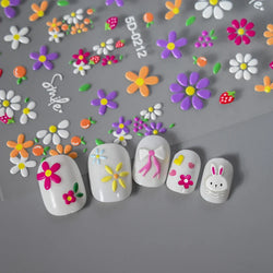 1pc 5D Flower Design Nail Art Stickers Colorful Flowers Nail Art Decals For DIY & Nail Salons Self-Adhesive Nail Art Supplies *^ (ONLINE ORDER ONLY)