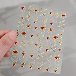 1pc Bohemian Valentine Nail Stickers 3D Self-Adhesive Fantasy Nail Art Glitter Sun, Heart, Lock, Star & Moon Designs Nail Decals (ONLINE ORDER ONLY)