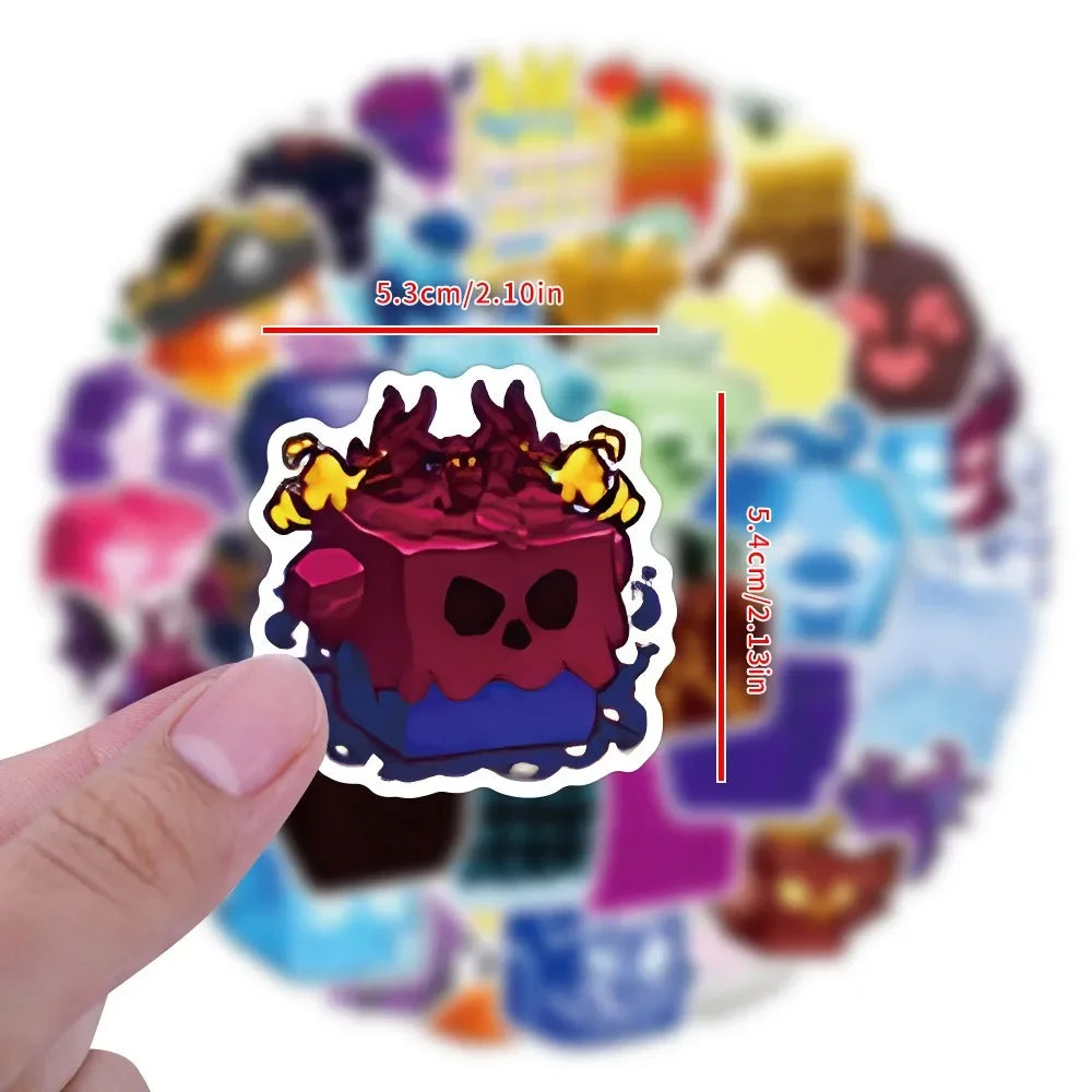 10/50Pcs BLOX FRUITS Graffiti Stickers Laptop Computer Phone Luggage Guitar Waterproof Graffiti Bicycle Vinyl Stickers (ONLINE ORDER ONLY)