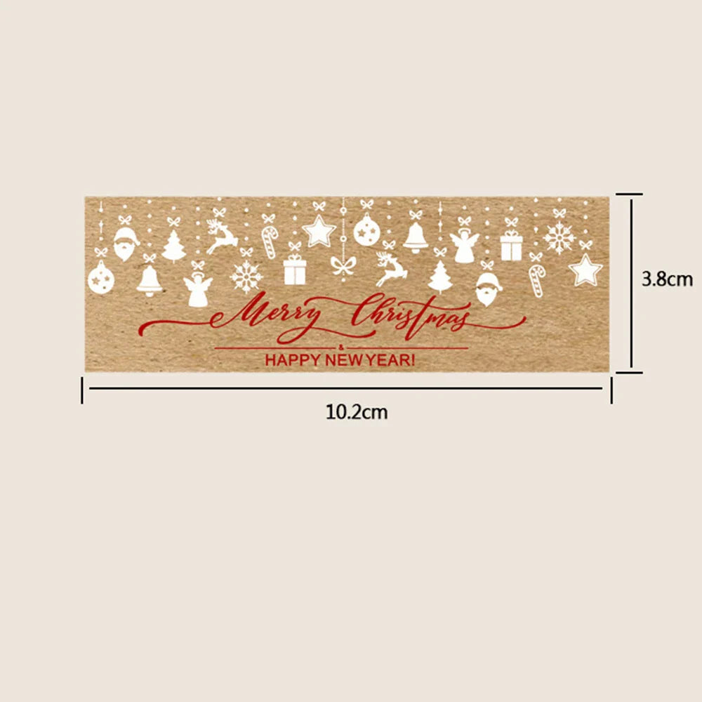 150pcs/roll Merry Christmas Stickers Kraft Paper Christmas Gift Packaging Labels For Envelopes Cards Gift Baking Decoration (ONLINE ORDER ONLY)
