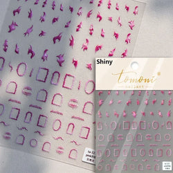 Geometric French Style Colorful Square Grid Rhombus Line Stripe Bowknot 3D Self Adhesive Nail Art Stickers Shiny Manicure Decals (ONLINE ORDER ONLY)