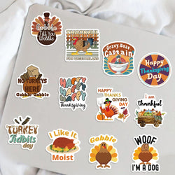 50pcs Cartoon Thanksgiving Day Sticker Funny Pumpkin Turkey Autumn Maple Leaf Graffiti Decals DIY Laptop Luggage Skateboard (Online Order Only)