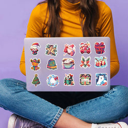 50pcs New Year Merry Christmas Stickers Santa Claus Snowman Children Gift Decal Skateboard Suitcase Sticker for Kids﻿ (ONLINE ORDER ONLY)