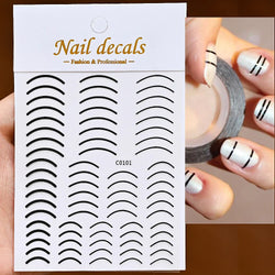 1Pc Laser Silver Gold Lines Stripe Nail Sticker Metal Strip Luxury Nails Slider Self Adhesive Slider Papers Transfer Stickers *& (Online Order Only)