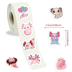 500pcs Cute Cartoon Axolotl Stickers Children Reward Label Encouragement Scrapbooking Decoration Stationery Animals Sticker Toys (ONLINE ORDER ONLY)