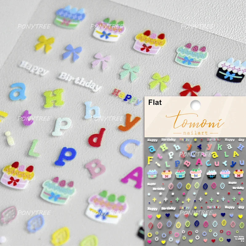 Romantic White Black Capital English Letters Chic Gold Punk Colorful Stamp Word 3D Self Adhesive Nail Art Sticker Manicure Decal (ONLINE ORDER ONLY)