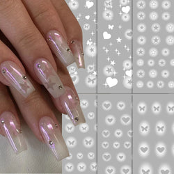 6Pcs 5D Heart Nail Stickers Self-Adhesive Frosted Design DIY Manicure Decors for Women Frosted Nail Decals %Valentine's Day #NK* (ONLINE ORDER ONLY)