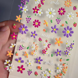 1pc 5D Flower Design Nail Art Stickers Colorful Flowers Nail Art Decals For DIY & Nail Salons Self-Adhesive Nail Art Supplies *^ (ONLINE ORDER ONLY)