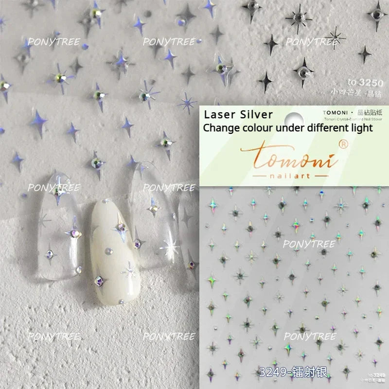 Silver Star Moon Clock Watch Cherry Love Heart Bowknot Gird Irregular Lines Dot Liquid Lava Nail Art Stickers Manicure Decals (ONLINE ORDER ONLY)