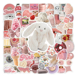 Kawaii Pink Cartoon Stickers 10/30/70pcs Aesthetic DIY Decoration for Suitcase Notebook Phone Car (Online Order Only)