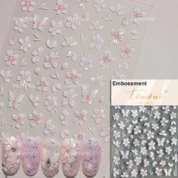 Embossed Flower Pink Butterfly Lucky Peach Blossom Chic Spring Petal 5D Soft Relief Adhesive Nail Art Stickers Manicure Decals (Online Order Only)