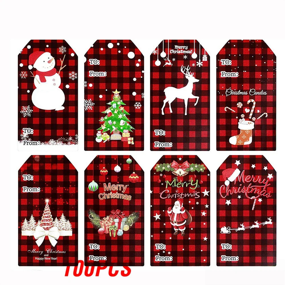 50-300Pcs Merry Christmas Theme Stickers for DIY Gift Decorate Baking Package Envelope Seal Labels Stickers Stationery  Stickers (Online Order Only)