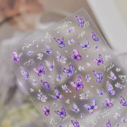 Delicate Tender Purple Butterfly Seal Pattern Insect Shiny Golden Stroke Nail Art Decoration Sticker Dressy Laser Manicure Decal (ONLINE ORDER ONLY)