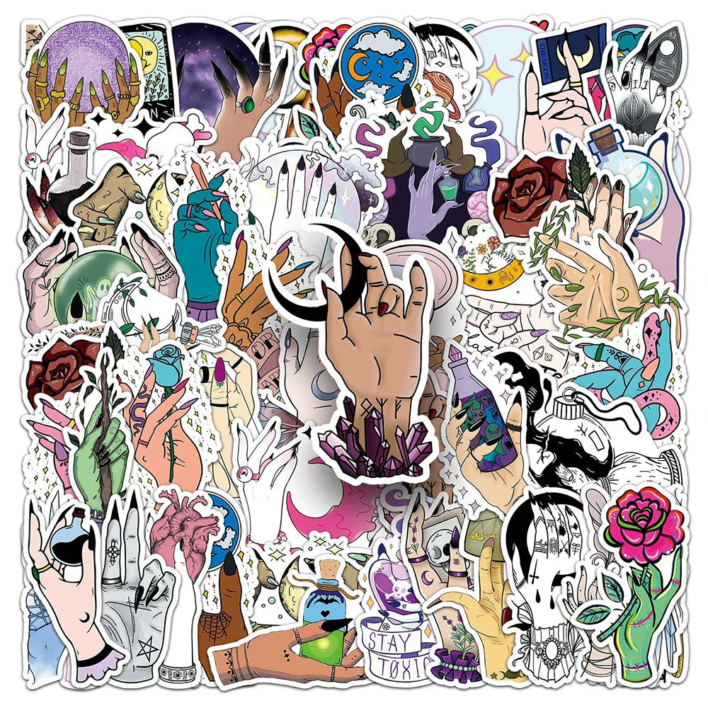 Witch Hands Horror Goth Stickers Pack - Aesthetic Graffiti Art for DIY Decoration (ONLINE ORDER ONLY)
