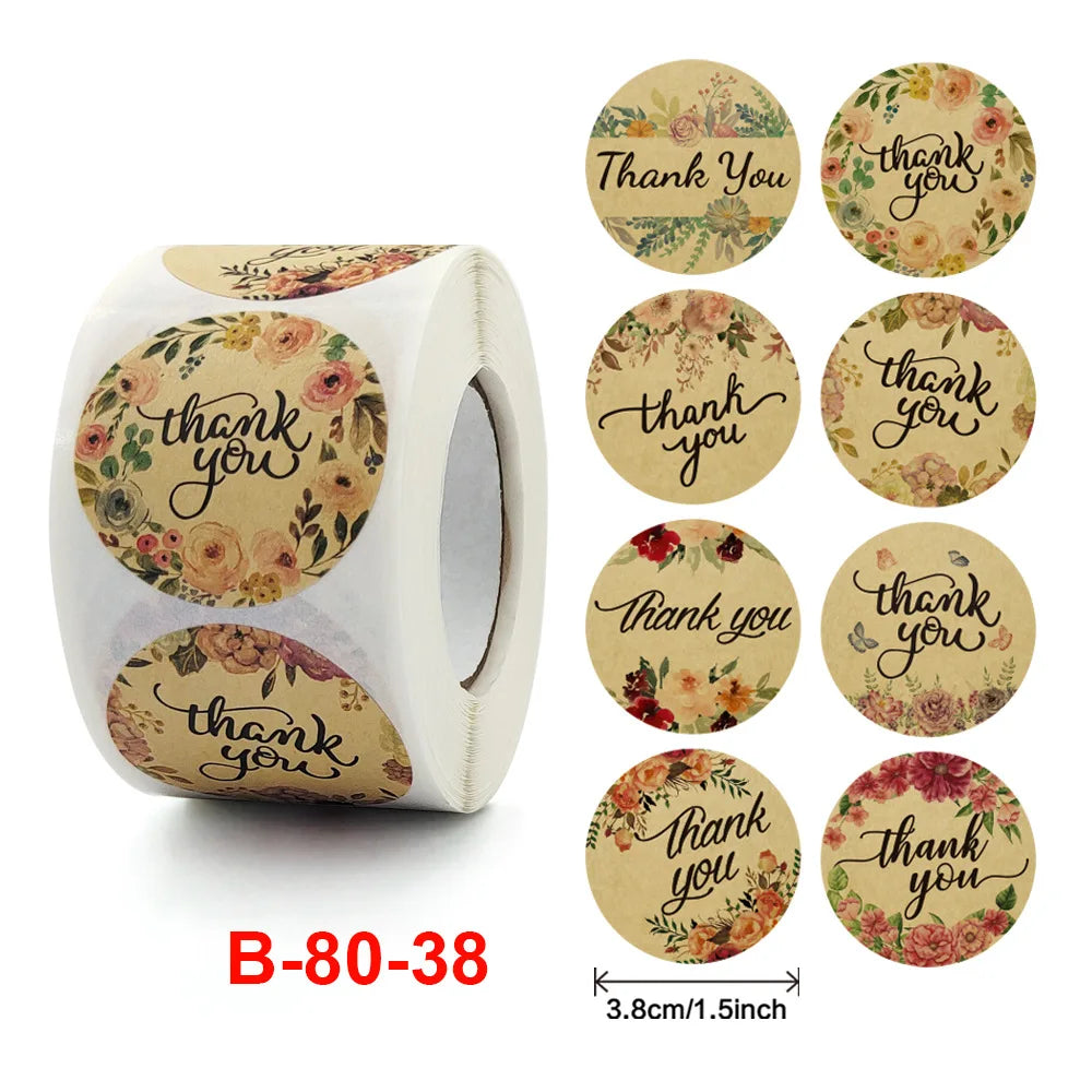 500 Pcs 1.5inch/3.8cm Round Laser English Thank You Gift Seal Sealing Stickers with Waterproof Wedding Holiday Label (ONLINE ORDER ONLY)