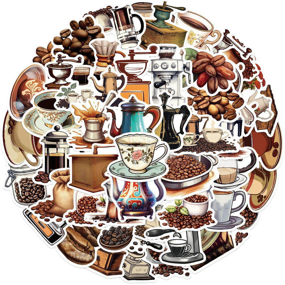 50 pcs Hot Coffee Bean Stickers Fashion Home Bedroom Decor Mural Decal Theme Door Wallpaper Sticker (ONLINE ORDER ONLY)
