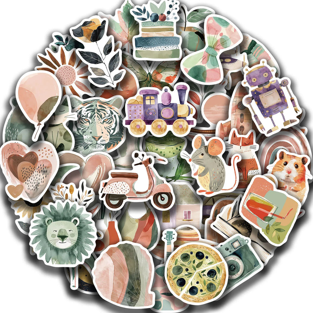 50pcs Aesthetic Boho Art Stickers Scrapbooking Laptop Notebook Decals for Kids Girl Toy Bohemian Graffiti Vintage Retro Sticker (ONLINE ORDER ONLY)