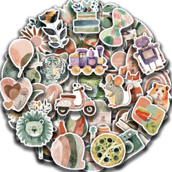 50pcs Aesthetic Boho Art Stickers Scrapbooking Laptop Notebook Decals for Kids Girl Toy Bohemian Graffiti Vintage Retro Sticker (ONLINE ORDER ONLY)