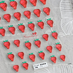 Cute Pink Tempting Strawberries Attractive Fruit Cutting Line Bowknot Star Silver Stamping Chic Nail Art Stickers Manicure Decal (ONLINE ORDER ONLY)