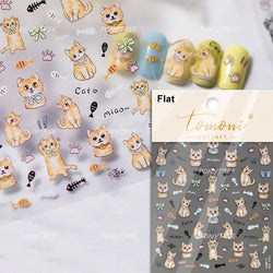 Cream Wind Cat Rabbit Kitten Bunny Bowknot Flower Butterfly Cake Cherry Tulip 5D Self Adhesive Nail Art Stickers Manicure Decals (Online Order Only)